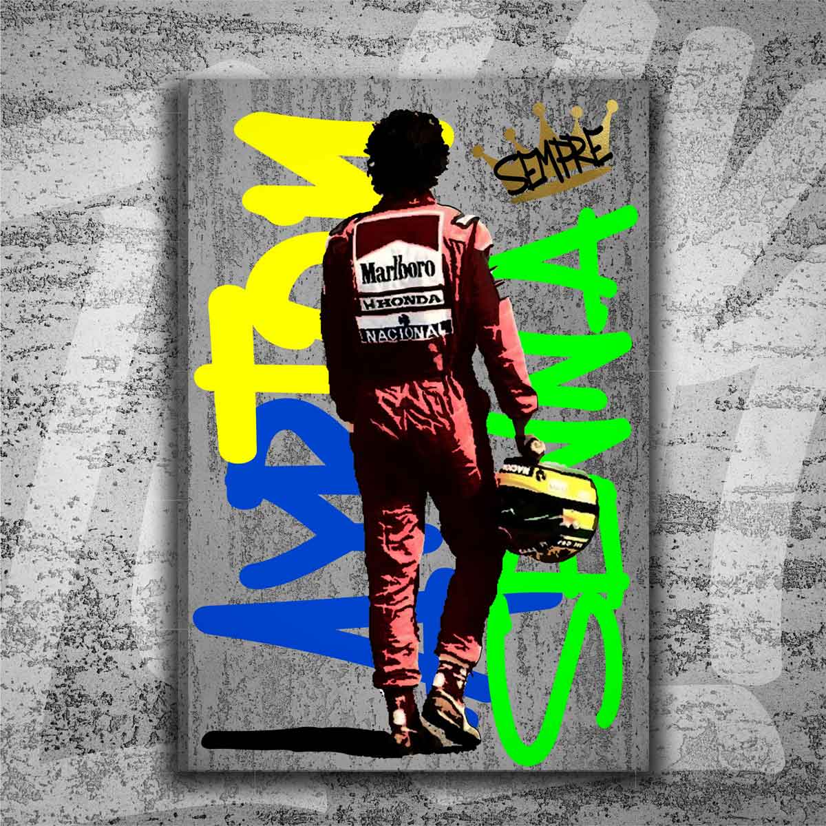 Cuadro Microcemento Urban Art Ayrton Senna