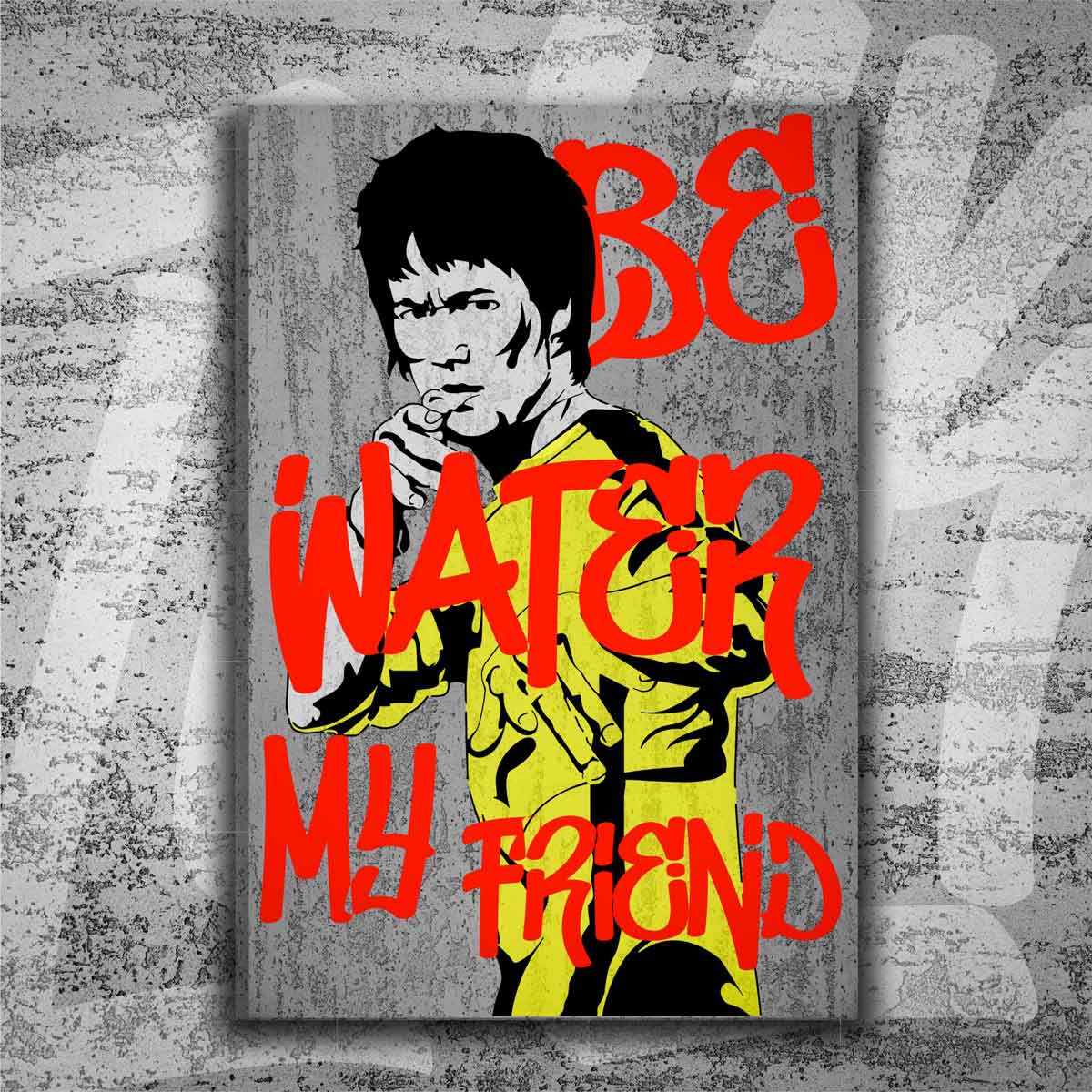 Cuadro Microcemento Urban Art Bruce Lee