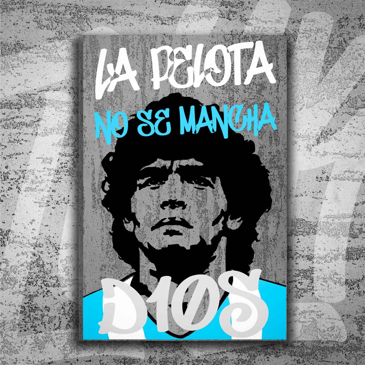 Cuadro Microcemento Urban Art Maradona